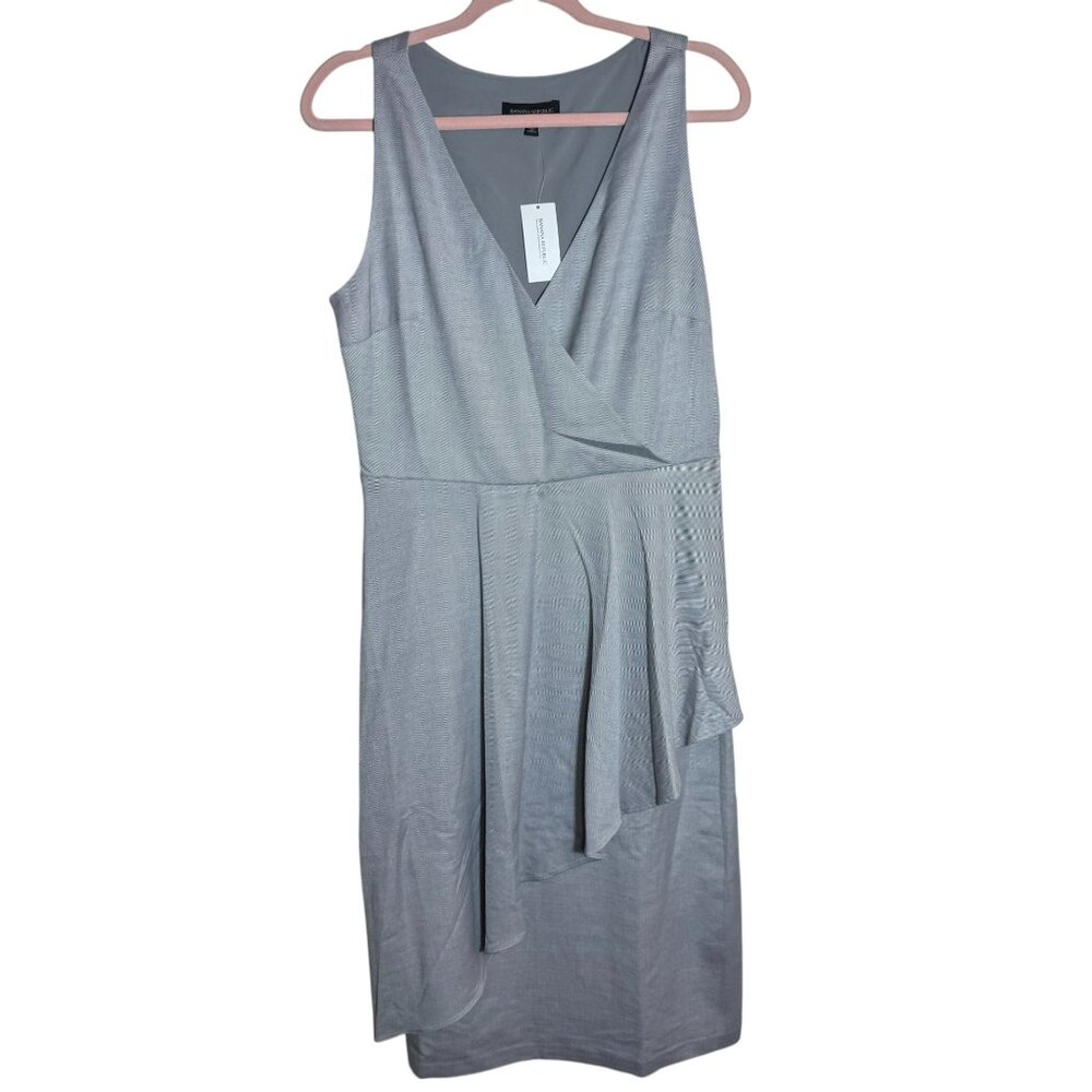 Banana Republic Gray Draped Asymmetrical Sheath Dress - Size 10 NWT